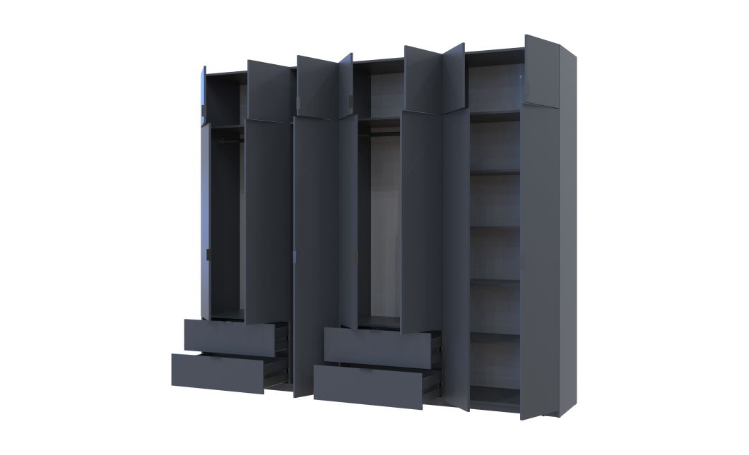 Kleiderschrank Doros Lukas Graphitgrau 3+4 Türen 280x50x240 (42005121)