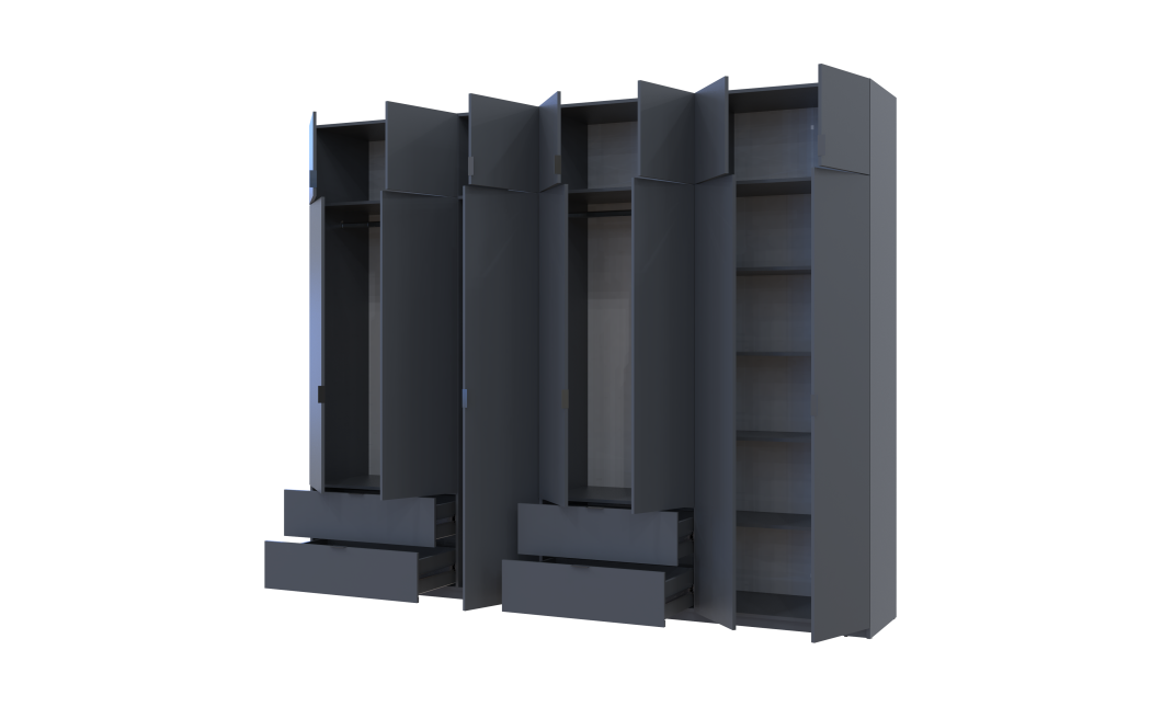 Kleiderschrank Doros Lukas Graphitgrau 3+4 Türen 295x50x240 (42005125)