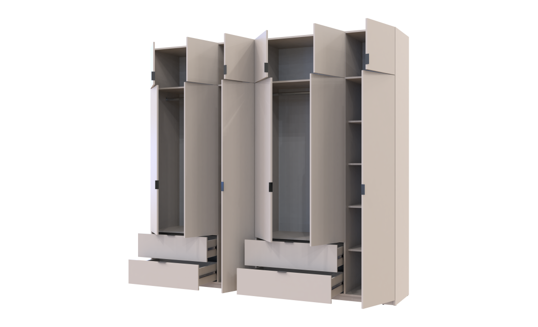Kleiderschrank-Set Doros Lukas Kaschmir 3+3 Türen 255x50x240 (42005112)