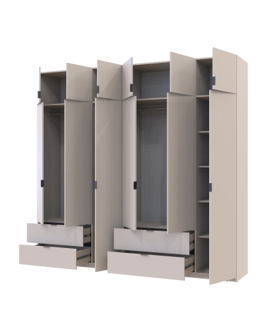 Kleiderschrank-Set Doros Lukas Kaschmir 3+3 Türen 255x50x240 (42005112)