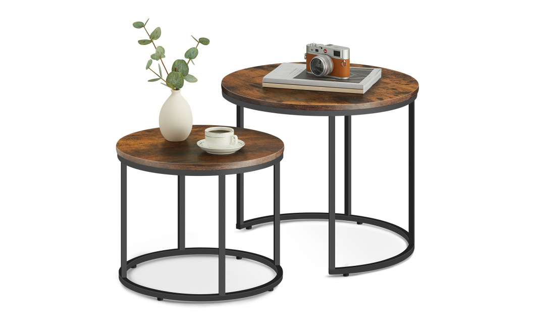 Couchtisch 2er-Set rund Rustikal/Schwarz (10028011)