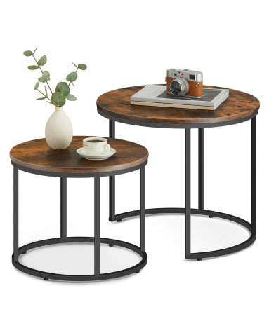 Couchtisch 2er-Set rund Rustikal/Schwarz (10028011)
