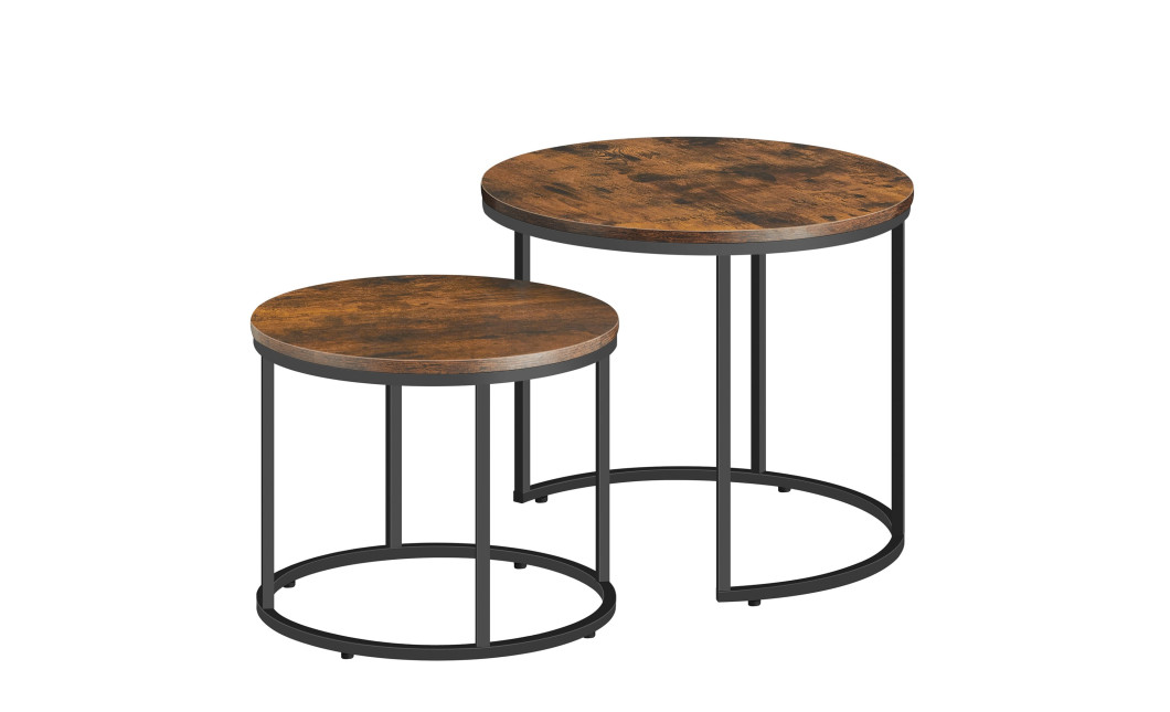 Couchtisch 2er-Set rund Rustikal/Schwarz (10028011)