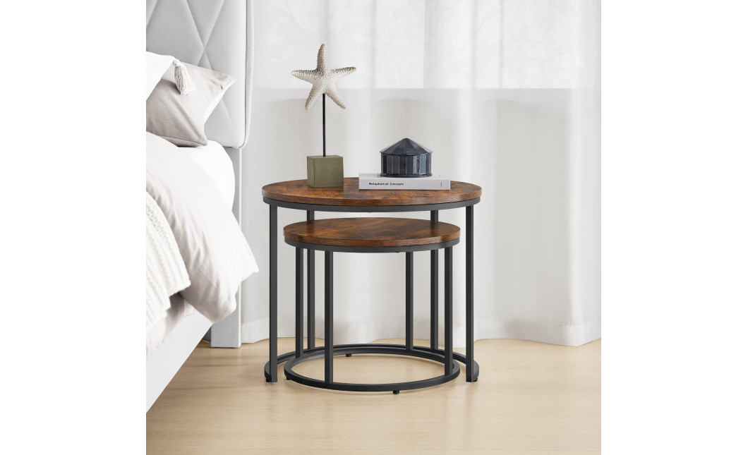 Couchtisch 2er-Set rund Rustikal/Schwarz (10028011)