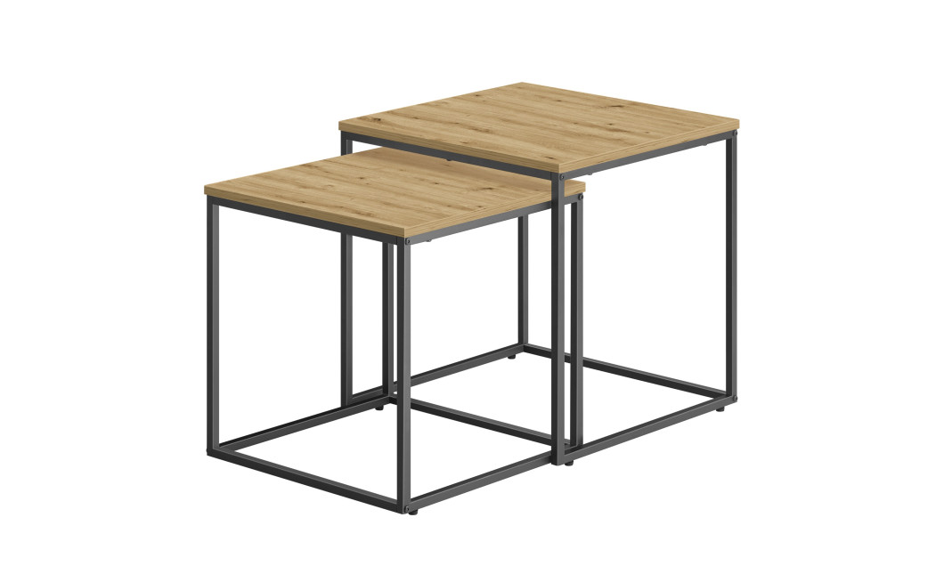 Couchtisch 2er-Set quadratisch Artisan Eiche/Schwarz (10029091)