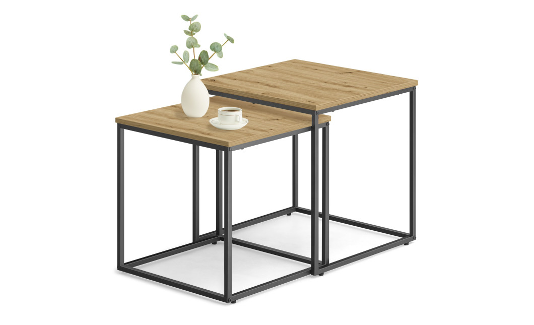 Couchtisch 2er-Set quadratisch Artisan Eiche/Schwarz (10029091)