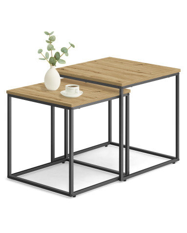 Couchtisch 2er-Set quadratisch Artisan Eiche/Schwarz (10029091)
