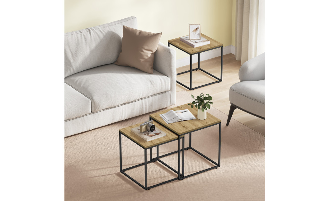 Couchtisch 2er-Set quadratisch Artisan Eiche/Schwarz (10029091)