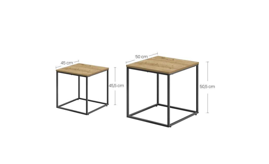 Couchtisch 2er-Set quadratisch Artisan Eiche/Schwarz (10029091)