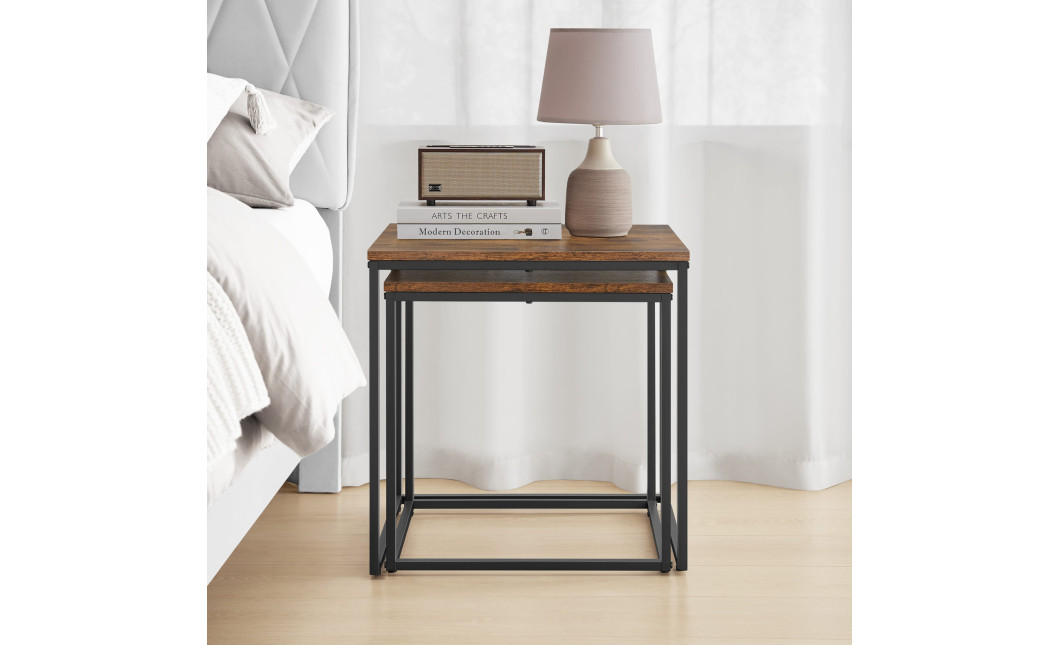 Couchtisch 2er-Set quadratisch Rustikal/Schwarz (10028051)