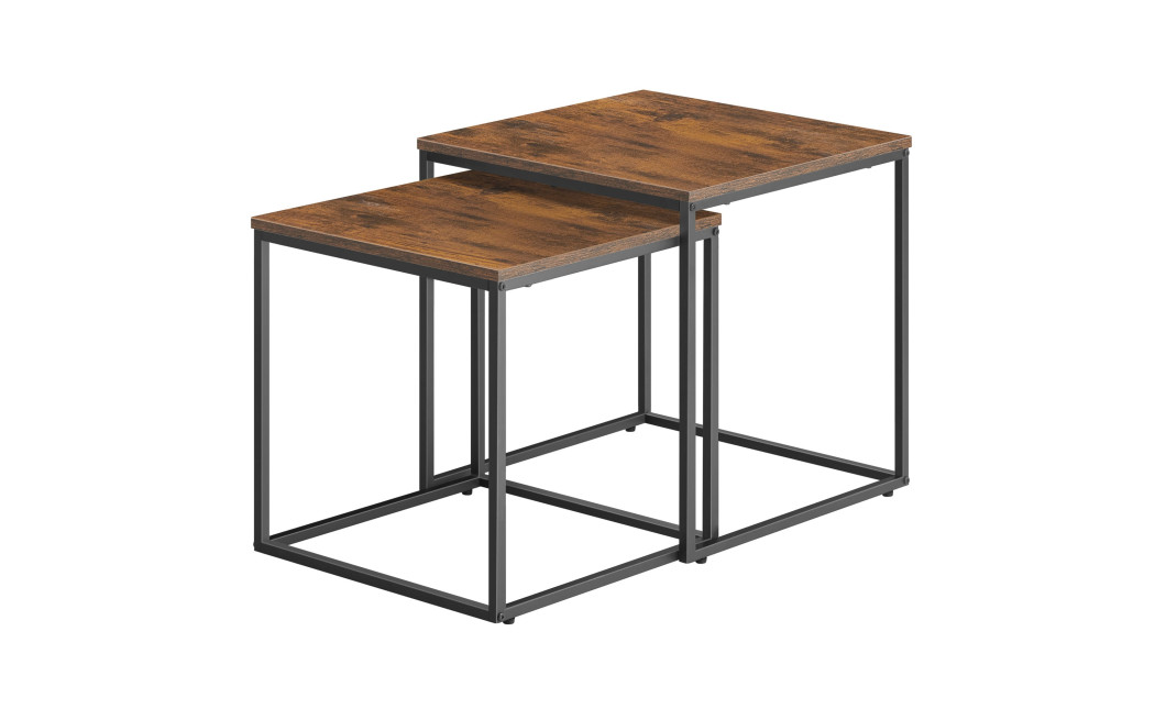 Couchtisch 2er-Set quadratisch Rustikal/Schwarz (10028051)