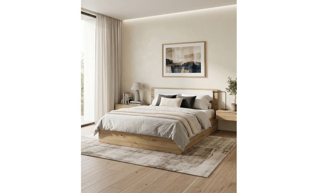 Bett Doros Rondi Doppelbett Eiche Artisan/Kaschmir 160x200 (44900531)