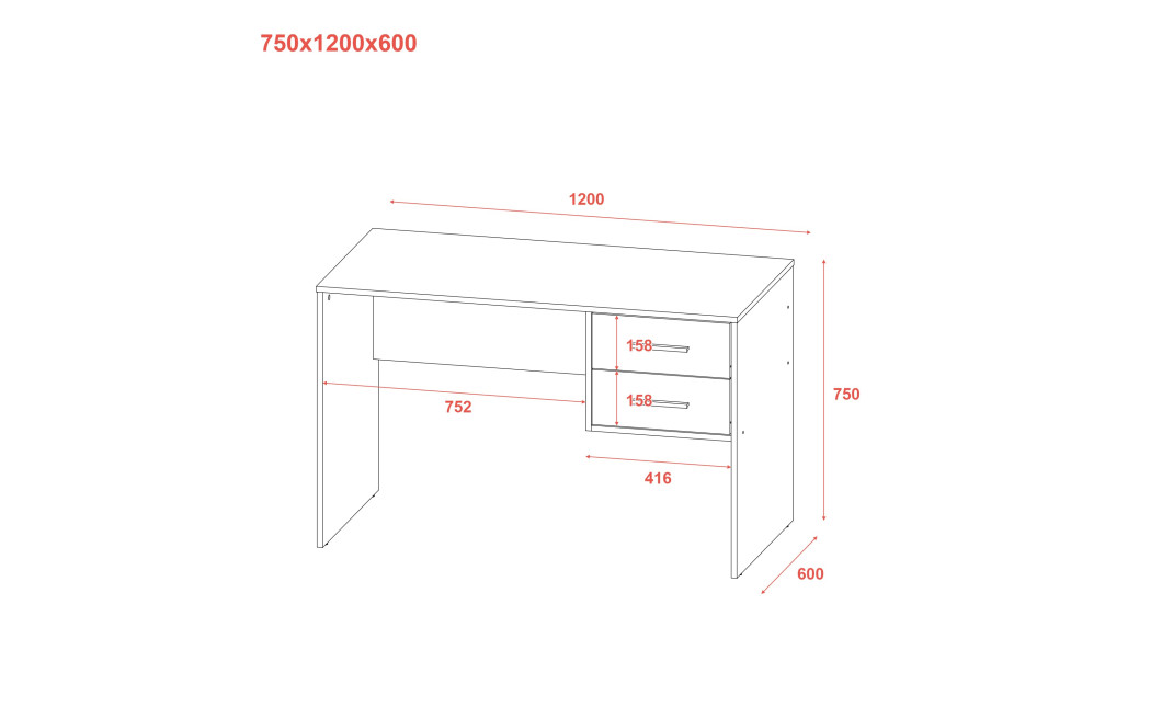 Computertisch Doros T2 Sonoma Eiche 120x60x75 (81339306)