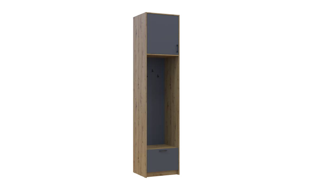 Offenes Regal Doros Rondi mit hohem Aufsatz Artisan Eiche / Graphitgrau 60x52x260 (42005267)