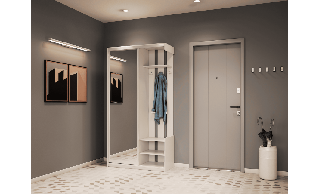 Flurschrank Doros City Weiß 1 Türen mit Spiegel 110x45x210 (44900058)