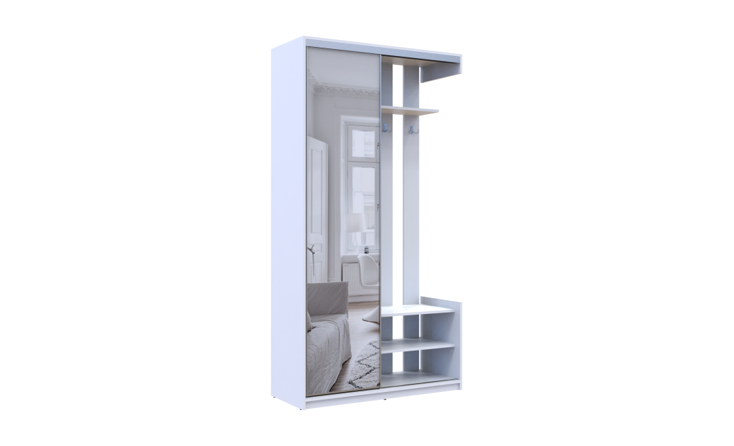 Flurschrank Doros City Weiß 1 Türen mit Spiegel 110x45x210 (44900058)