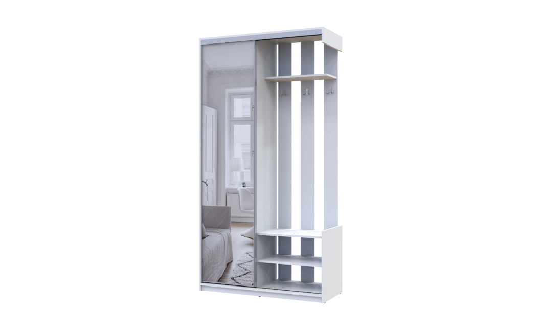 Flurschrank Doros City Weiß 1 Türen mit Spiegel 110x45x210 (44900058)