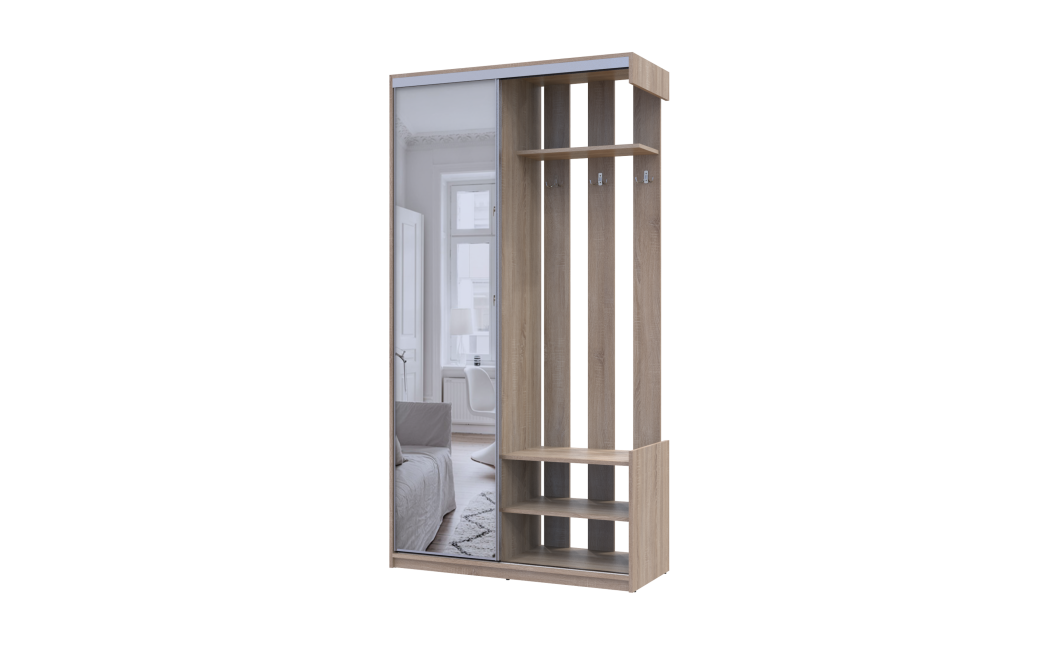 Flurschrank Doros City Sonoma Eiche 1 Türen mit Spiegel 110x45x210 (44900083)
