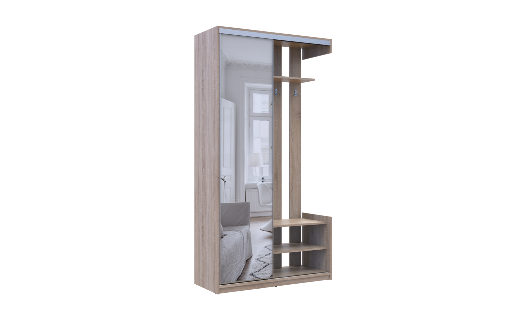 Flurschrank Doros City Sonoma Eiche 1 Türen mit Spiegel 110x45x210 (44900083)