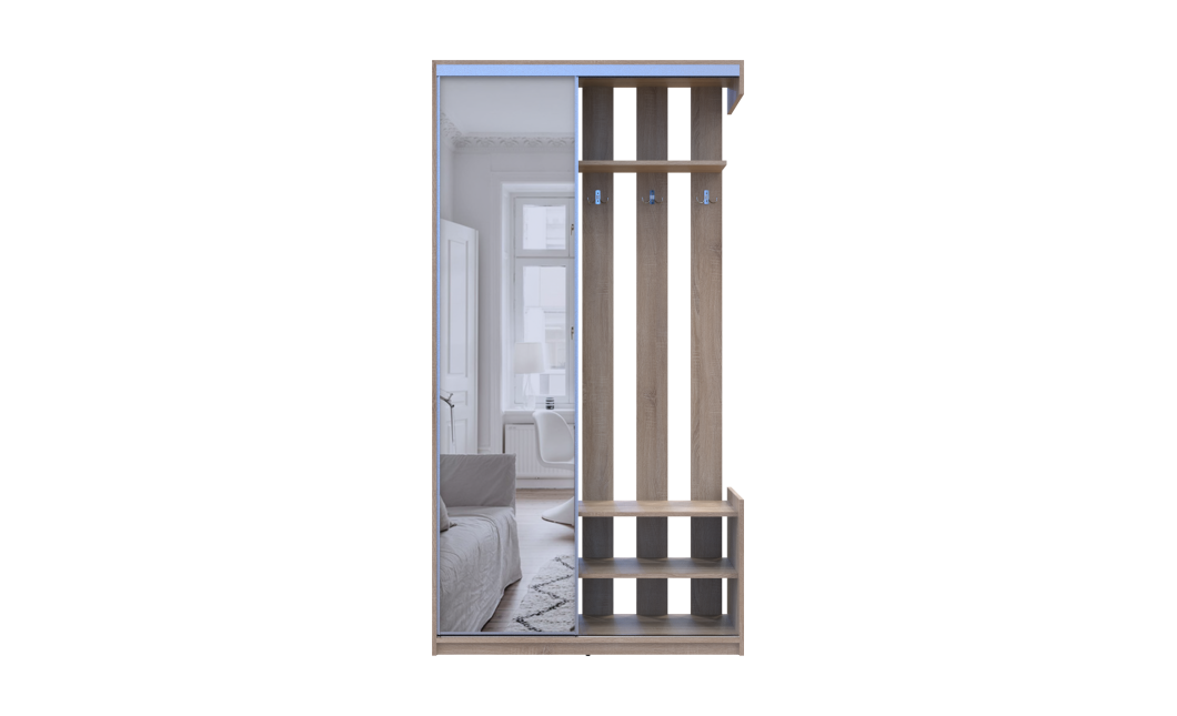 Flurschrank Doros City Sonoma Eiche 1 Türen mit Spiegel 110x45x210 (44900083)