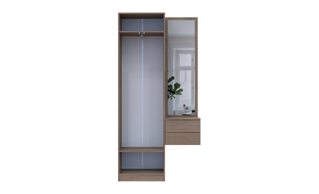 Flurschrank Doros Sola Set 1+2 Cannolo / Kaschmir mit Spiegel 105x40x215 (42005232)