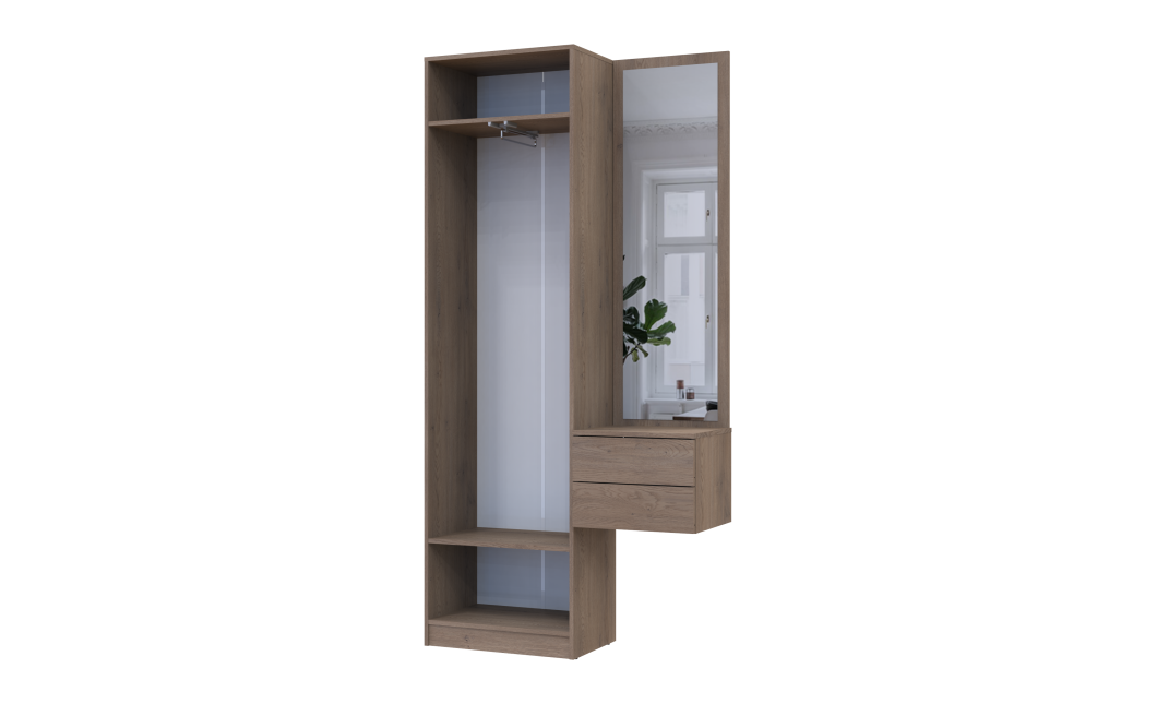 Flurschrank Doros Sola Set 1+2 Cannolo / Kaschmir mit Spiegel 105x40x215 (42005232)