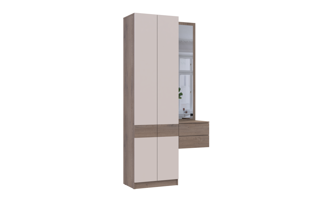 Flurschrank Doros Sola Set 1+2 Cannolo / Kaschmir mit Spiegel 105x40x215 (42005232)