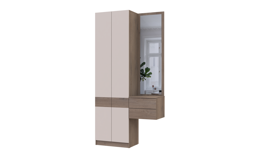 Flurschrank Doros Sola Set 1+2 Cannolo / Kaschmir mit Spiegel 105x40x215 (42005232)
