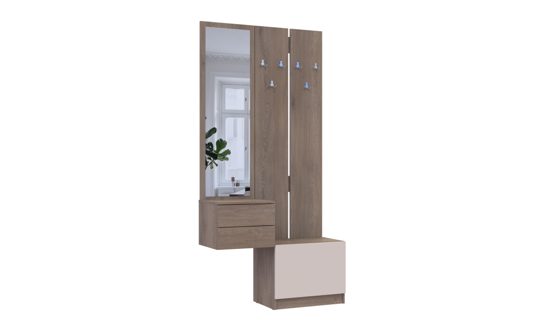 Flurschrank Doros Sola Set 2+3 Cannolo / Kaschmir mit Spiegel 105x40x215 (42005234)