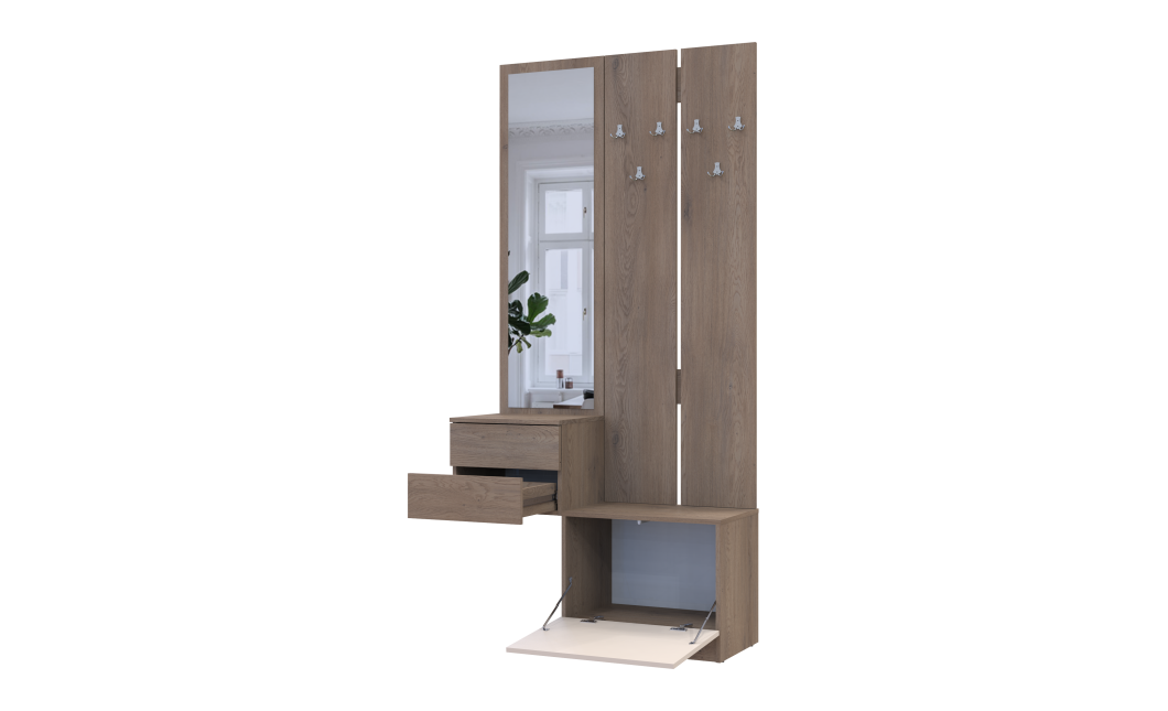 Flurschrank Doros Sola Set 2+3 Cannolo / Kaschmir mit Spiegel 105x40x215 (42005234)