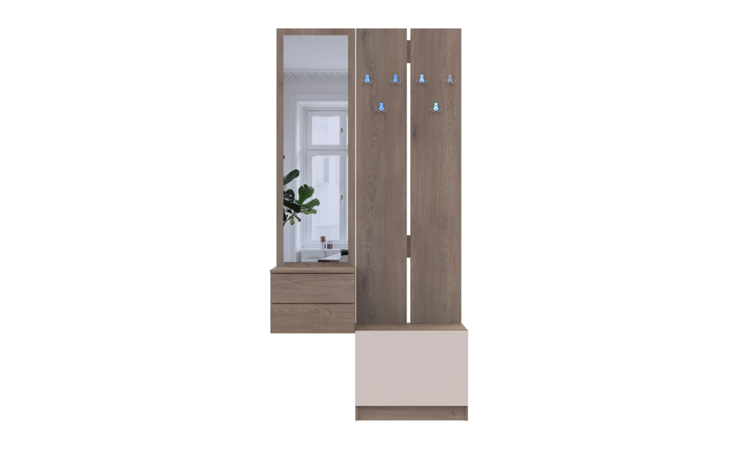 Flurschrank Doros Sola Set 2+3 Cannolo / Kaschmir mit Spiegel 105x40x215 (42005234)