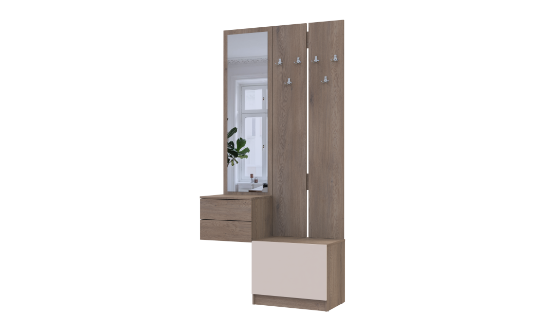Flurschrank Doros Sola Set 2+3 Cannolo / Kaschmir mit Spiegel 105x40x215 (42005234)