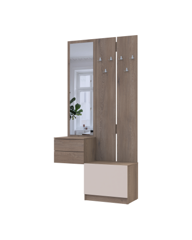 Flurschrank Doros Sola Set 2+3 Cannolo / Kaschmir mit Spiegel 105x40x215 (42005234)