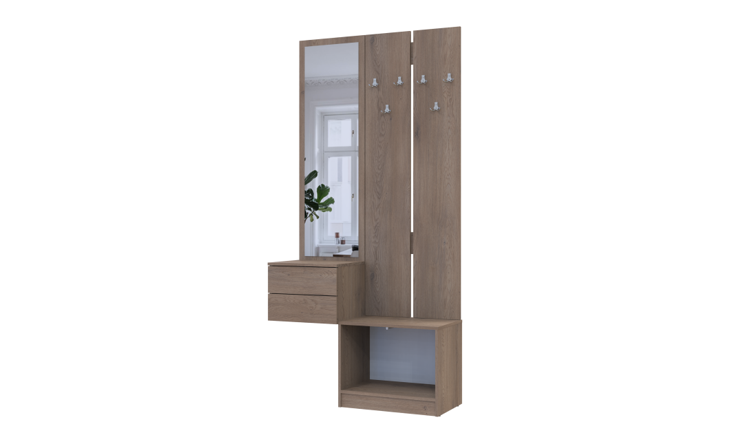 Flurschrank Doros Sola Set 2+3 Cannolo / Kaschmir mit Spiegel 105x40x215 (42005234)