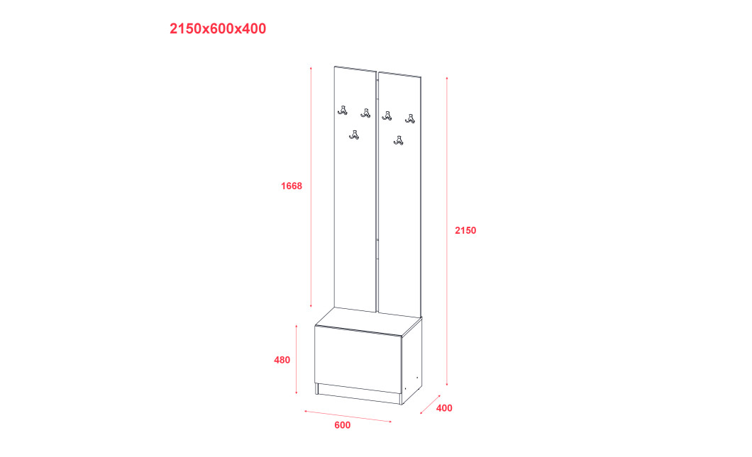 Flurschrank Doros Sola Set 2+3 Cannolo / Kaschmir mit Spiegel 105x40x215 (42005234)