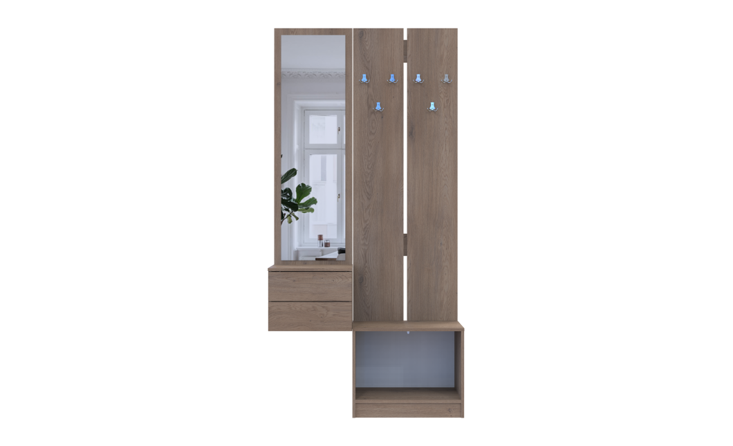 Flurschrank Doros Sola Set 2+3 Cannolo / Kaschmir mit Spiegel 105x40x215 (42005234)