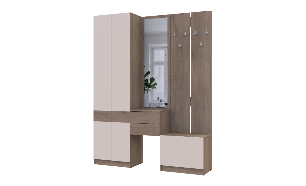 Flurschrank Doros Sola Cannolo / Kaschmir mit Spiegel 165x40x215 (42005231)
