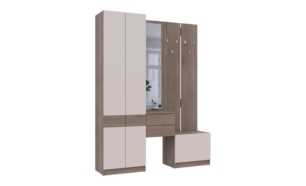 Flurschrank Doros Sola Cannolo / Kaschmir mit Spiegel 165x40x215 (42005231)