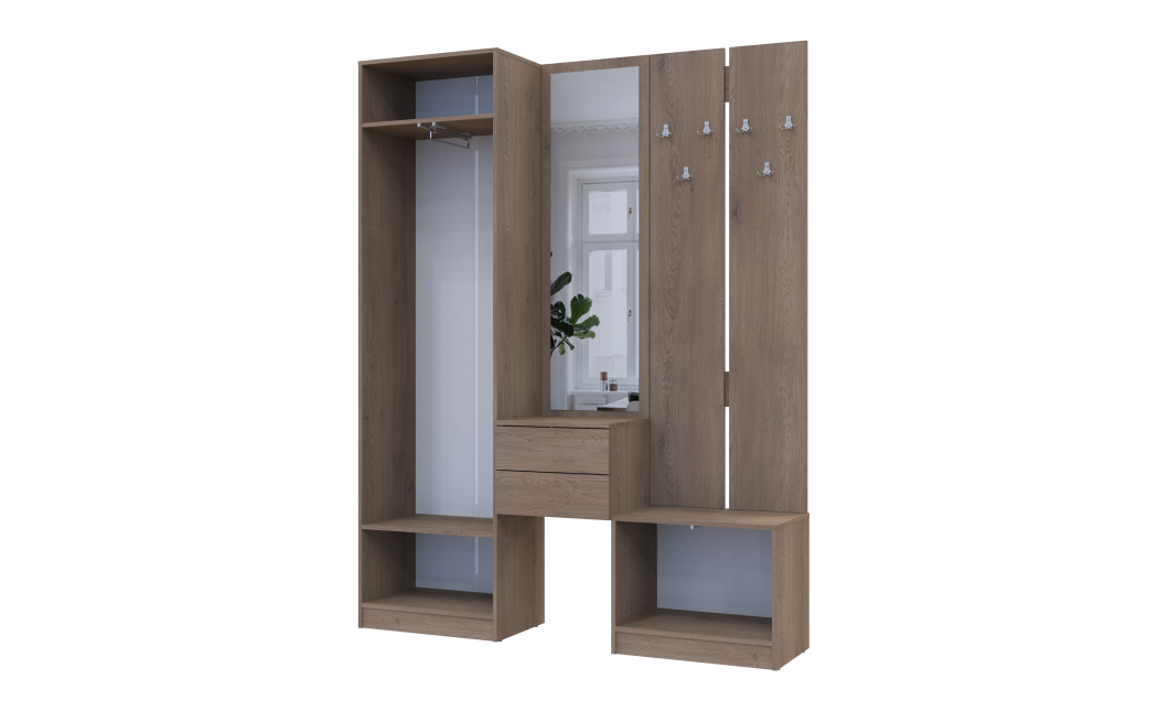 Flurschrank Doros Sola Cannolo / Kaschmir mit Spiegel 165x40x215 (42005231)