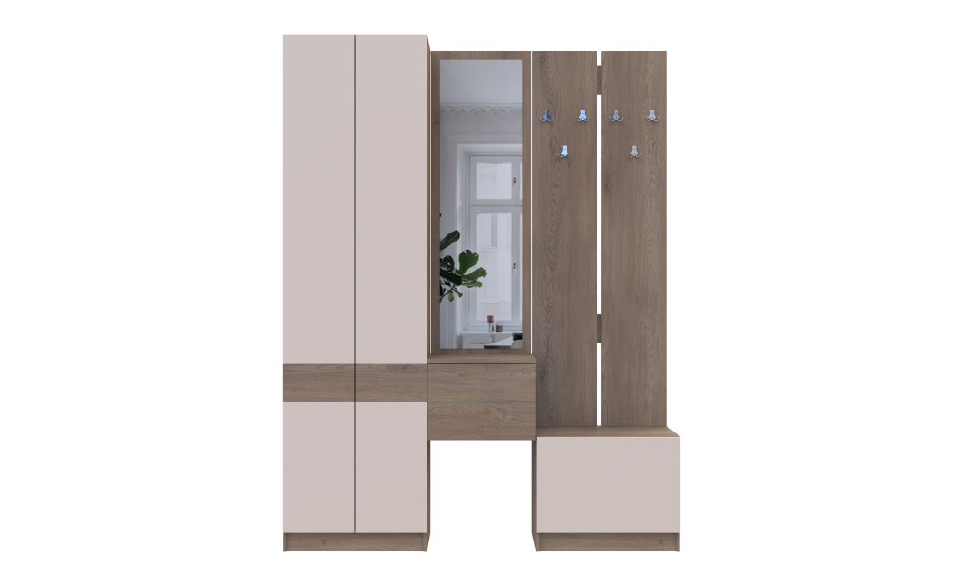Flurschrank Doros Sola Cannolo / Kaschmir mit Spiegel 165x40x215 (42005231)