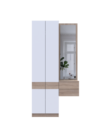 Flurschrank Doros Sola Set 1+2 Sonoma Eiche / Weiß mit Spiegel 105x40x215 (42005150)