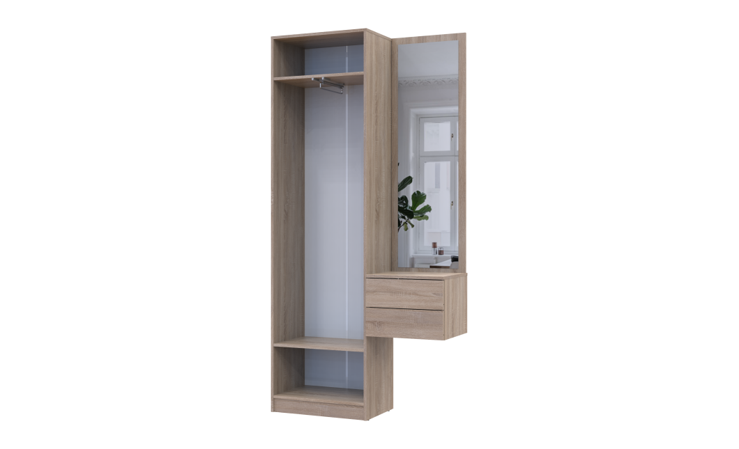 Flurschrank Doros Sola Set 1+2 Sonoma Eiche / Weiß mit Spiegel 105x40x215 (42005150)