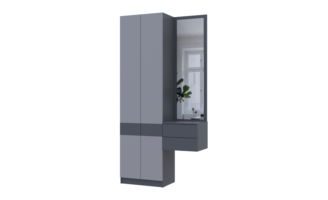 Flurschrank Doros Sola Set 1+2 Graphitgrau mit Spiegel 105x40x215 (42005153)