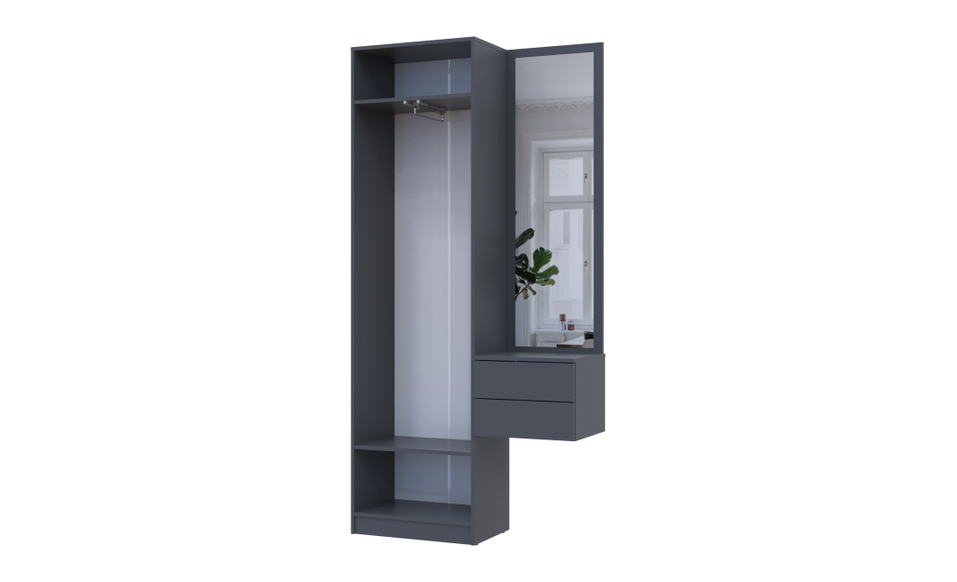 Flurschrank Doros Sola Set 1+2 Graphitgrau mit Spiegel 105x40x215 (42005153)