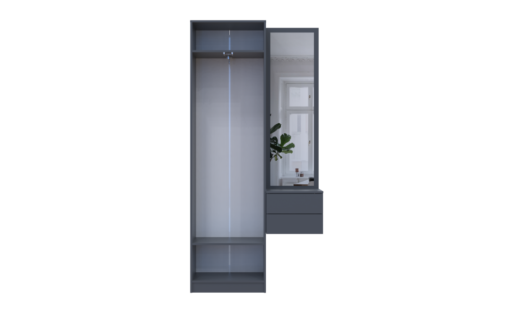 Flurschrank Doros Sola Set 1+2 Graphitgrau mit Spiegel 105x40x215 (42005153)