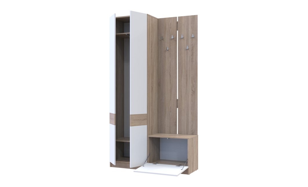 Flurschrank Doros Sola Set 1+3 Sonoma Eiche / Weiß 120x40x215 (42005149)