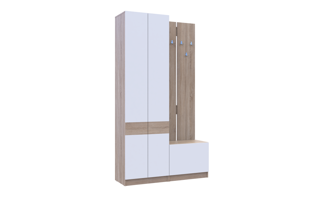 Flurschrank Doros Sola Set 1+3 Sonoma Eiche / Weiß 120x40x215 (42005149)