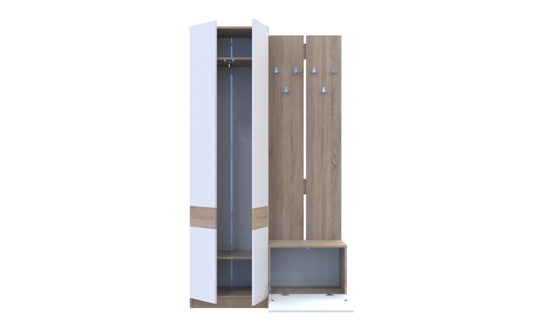Flurschrank Doros Sola Set 1+3 Sonoma Eiche / Weiß 120x40x215 (42005149)