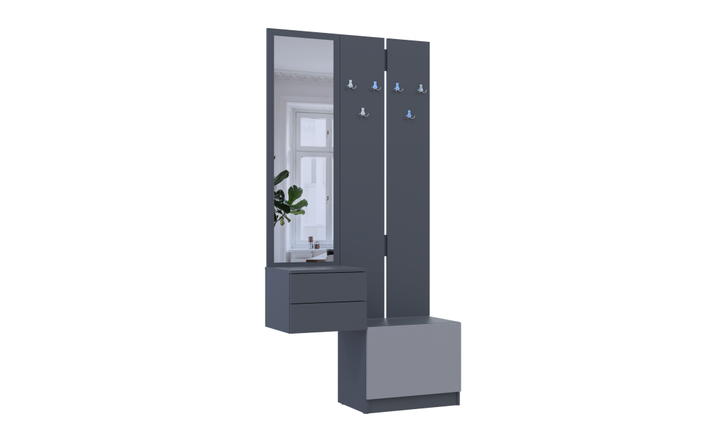 Flurschrank Doros Sola Set 2+3 Graphitgrau 105x40x215 (42005151)