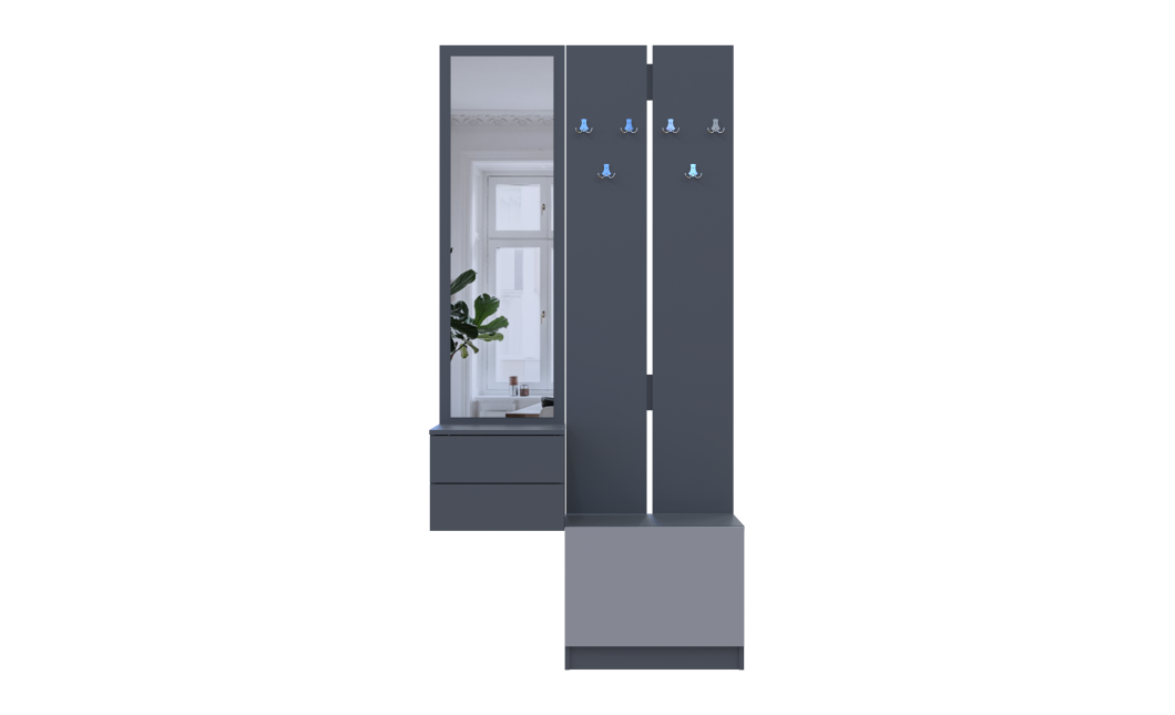 Flurschrank Doros Sola Set 2+3 Graphitgrau 105x40x215 (42005151)